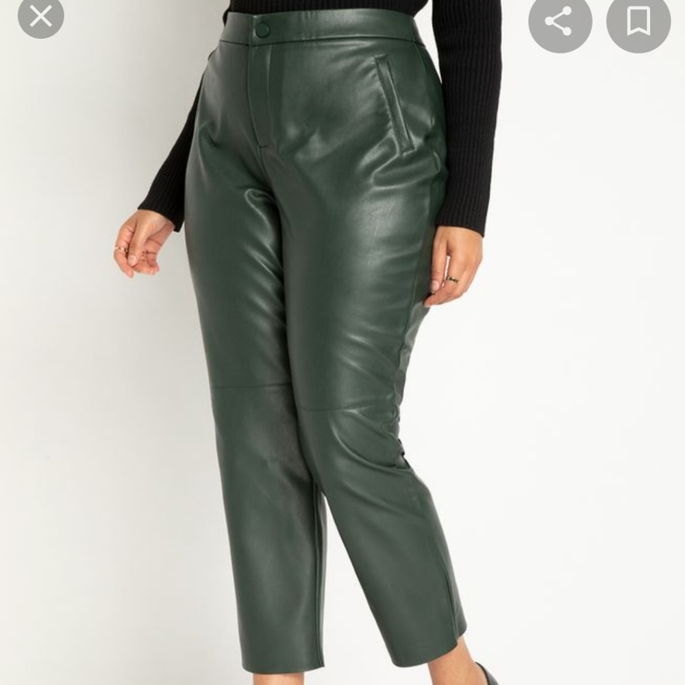 Eloquii Classic Fit Slim Faux Leather Pant
